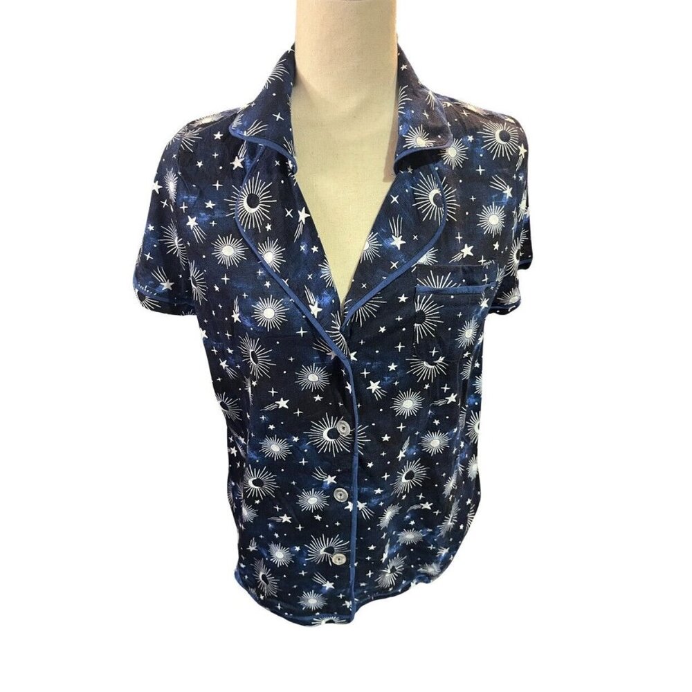 MeMoi Pajamas Set Shorts Celestial Notch Collar 2 Piece Set Summer Lightweight